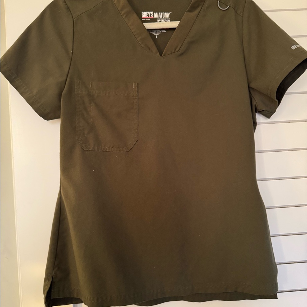 Grey's Anatomy SMALL Olive Green Scrub Top